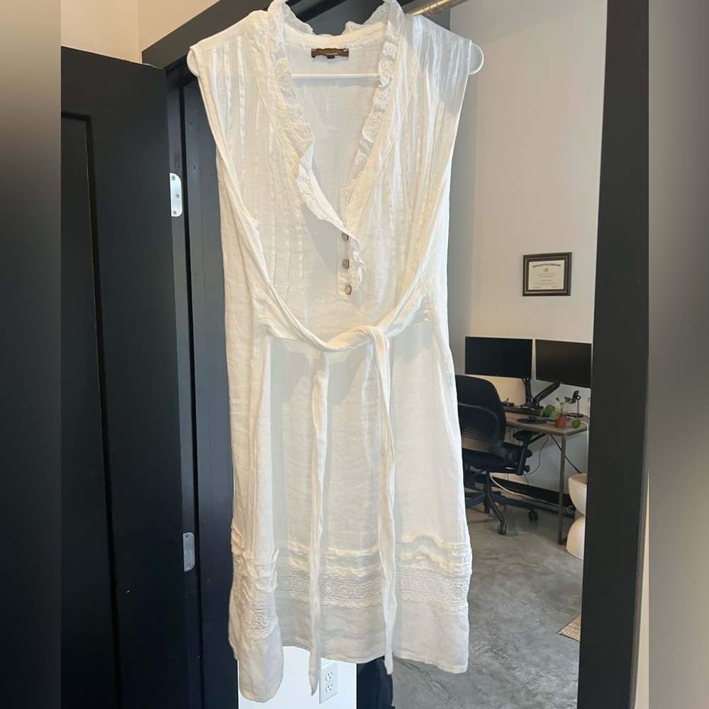Piazza Roma 100% Linen White Dress
